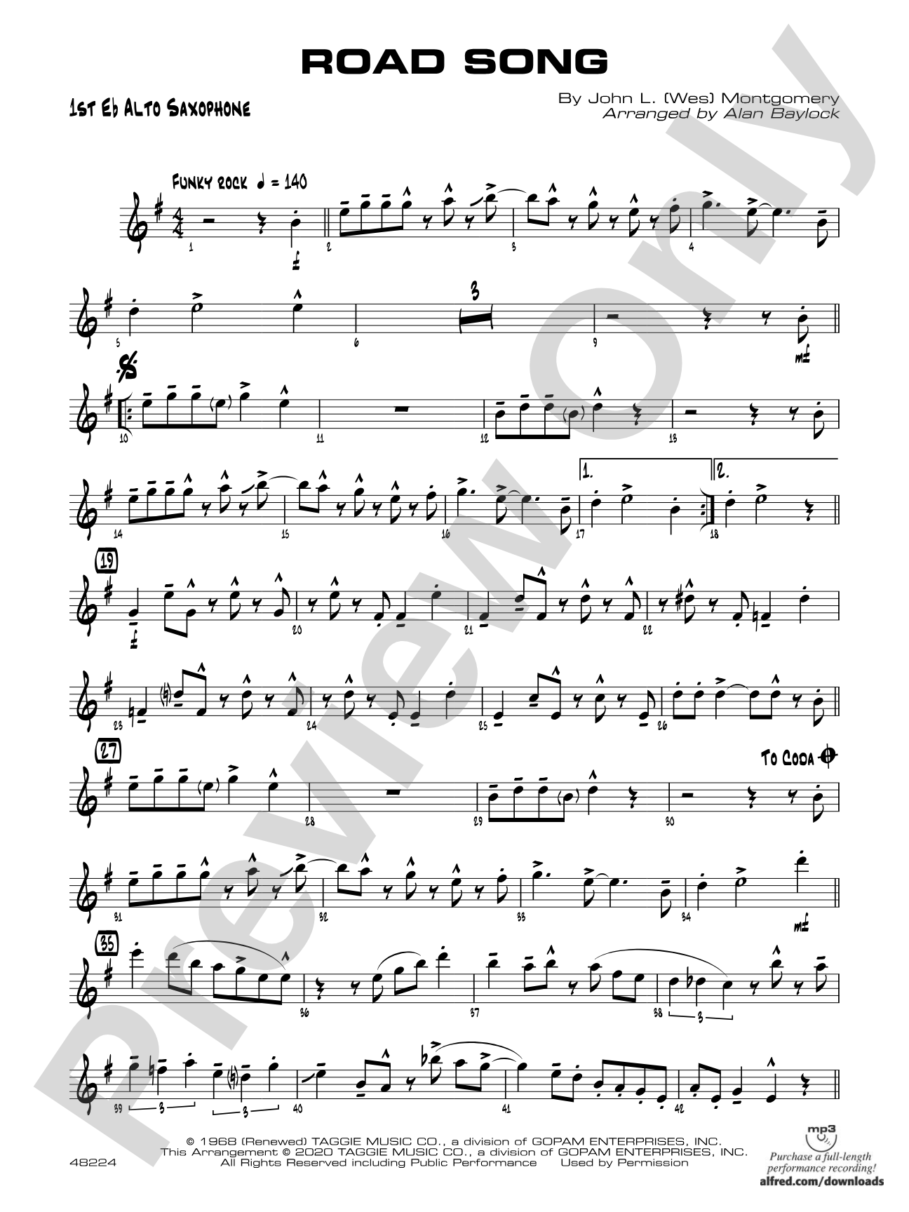 Road Song: E-flat Alto Saxophone