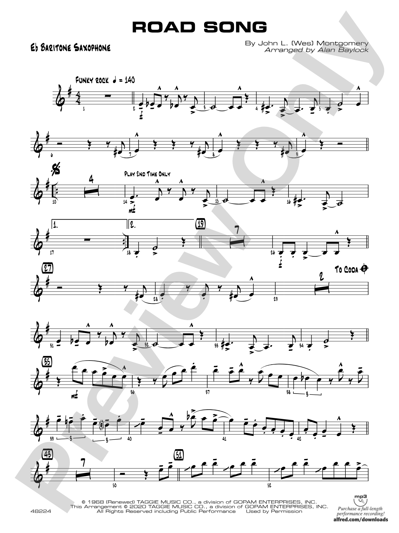 Road Song: E-flat Baritone Saxophone