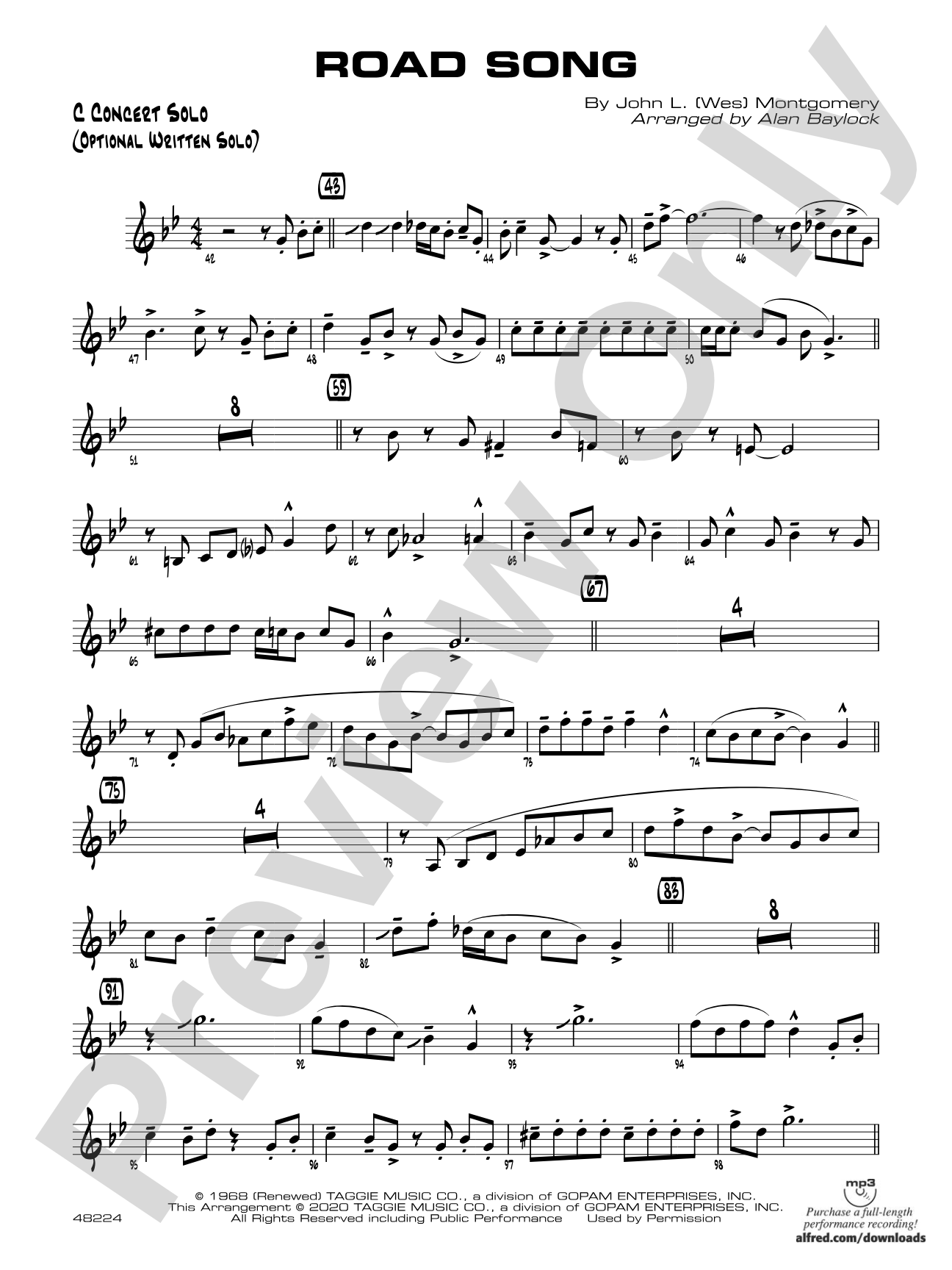 Road Song: C Concert Solo