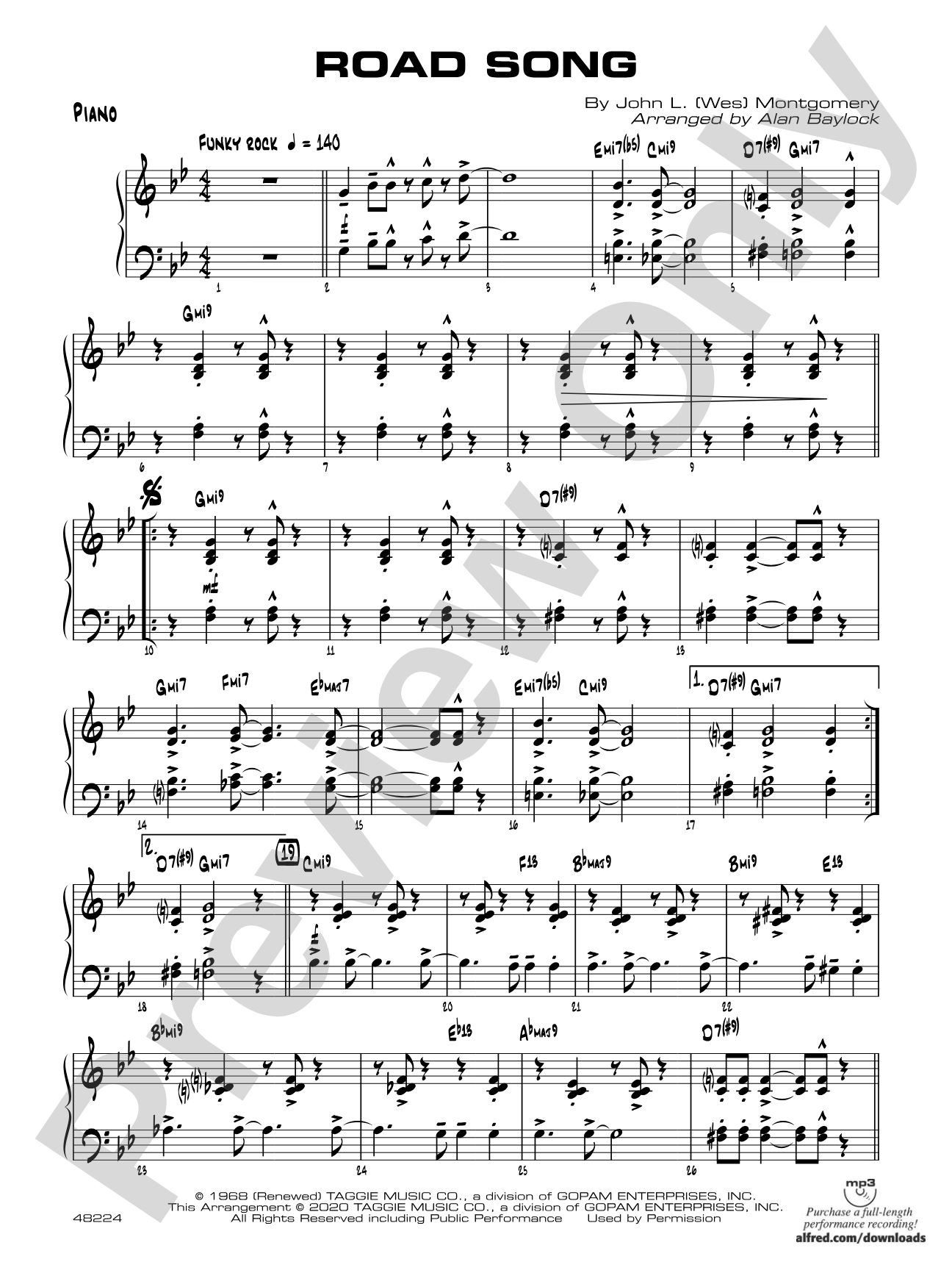 Road Song: Piano Accompaniment