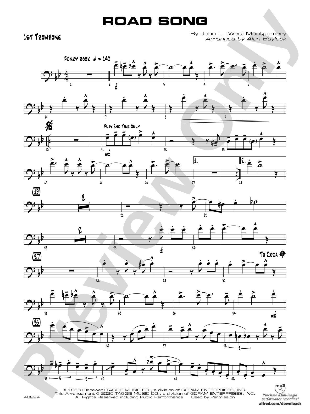Road Song: 1st Trombone