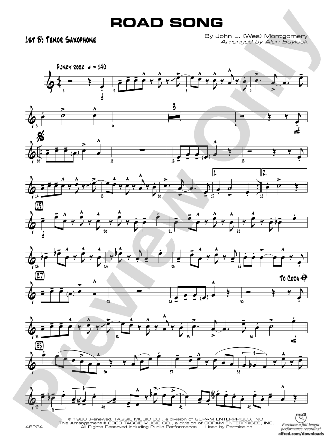 Road Song: B-flat Tenor Saxophone