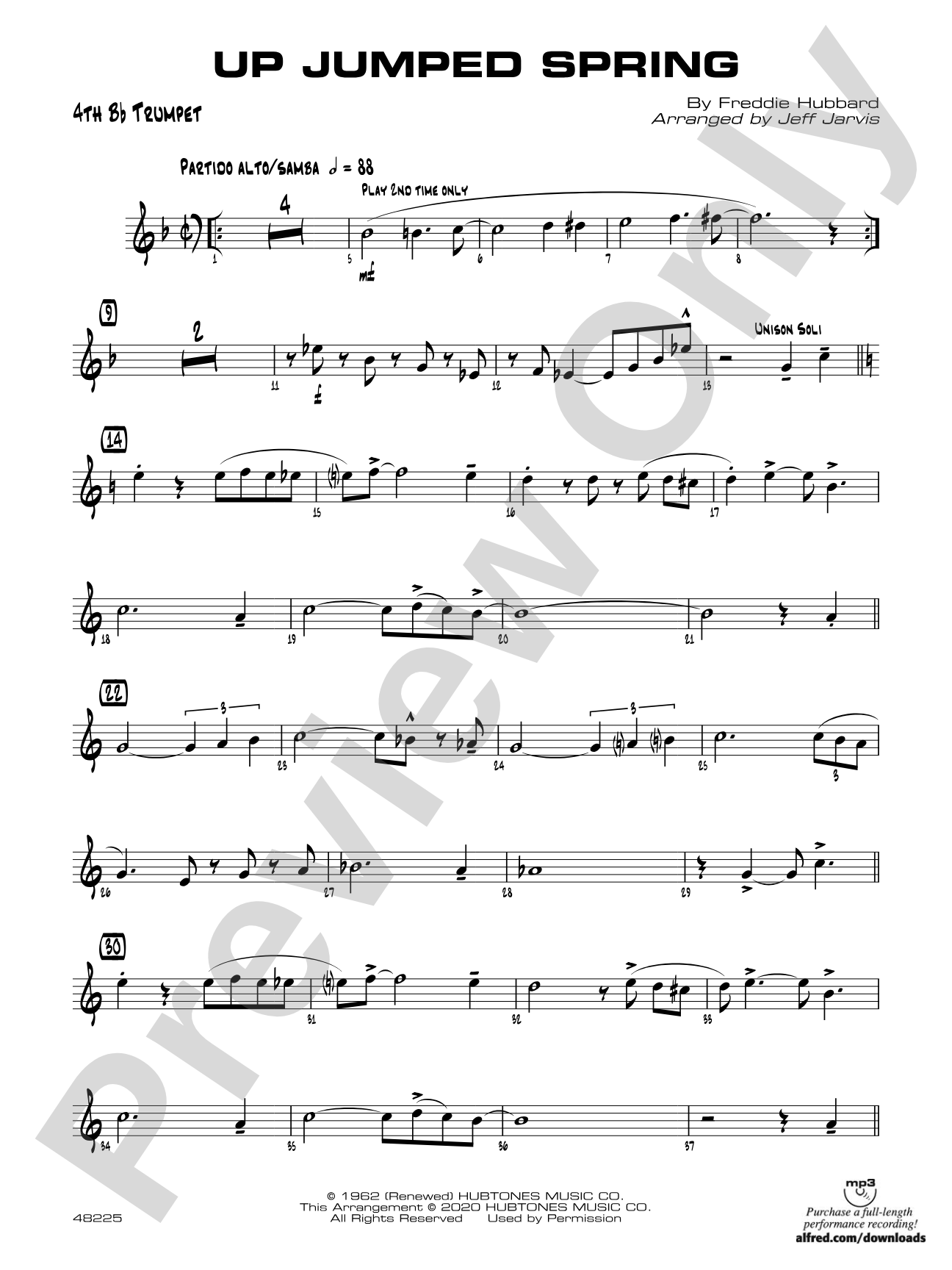Up Jumped Spring: 4th B-flat Trumpet