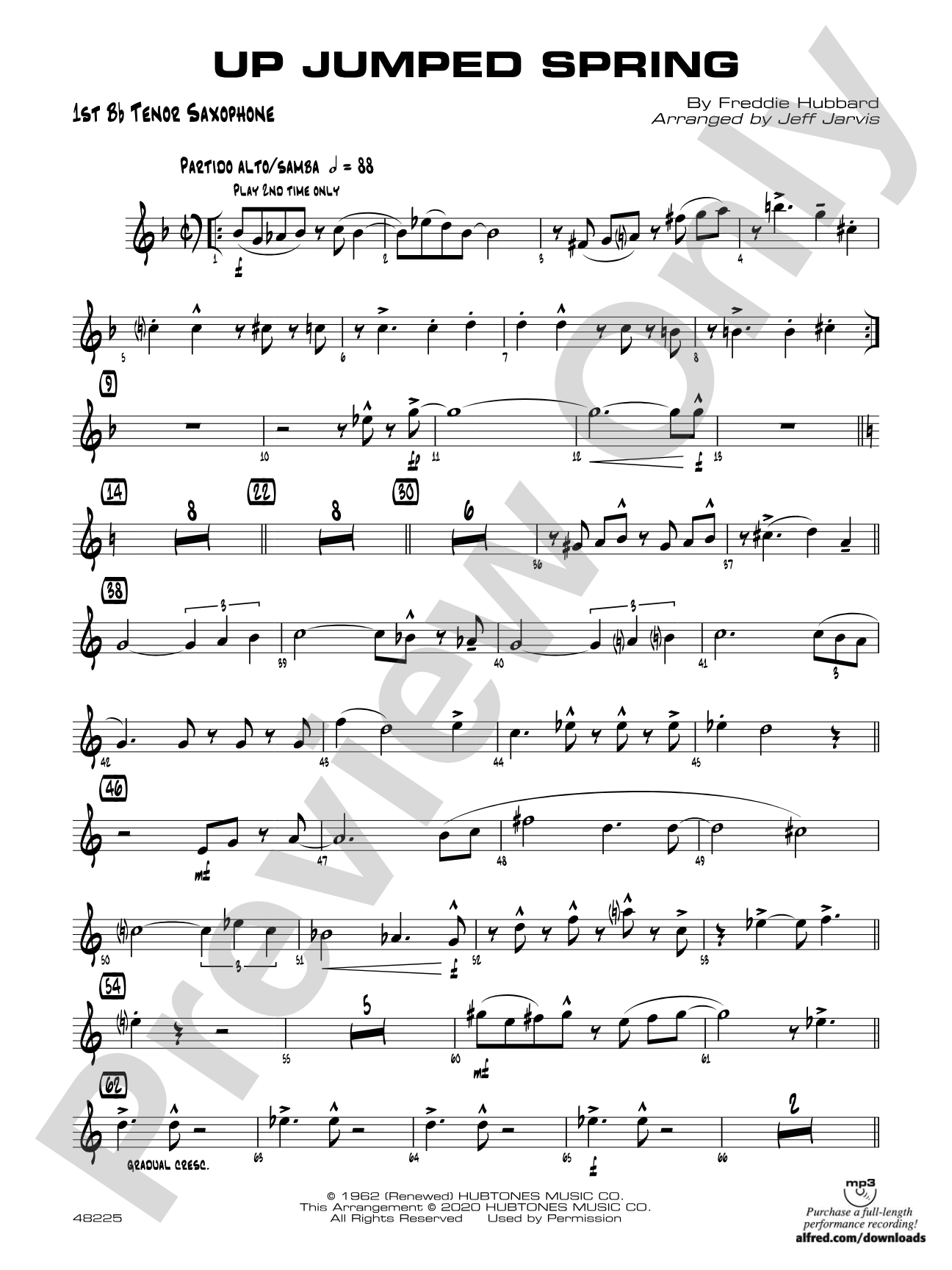 Up Jumped Spring: B-flat Tenor Saxophone