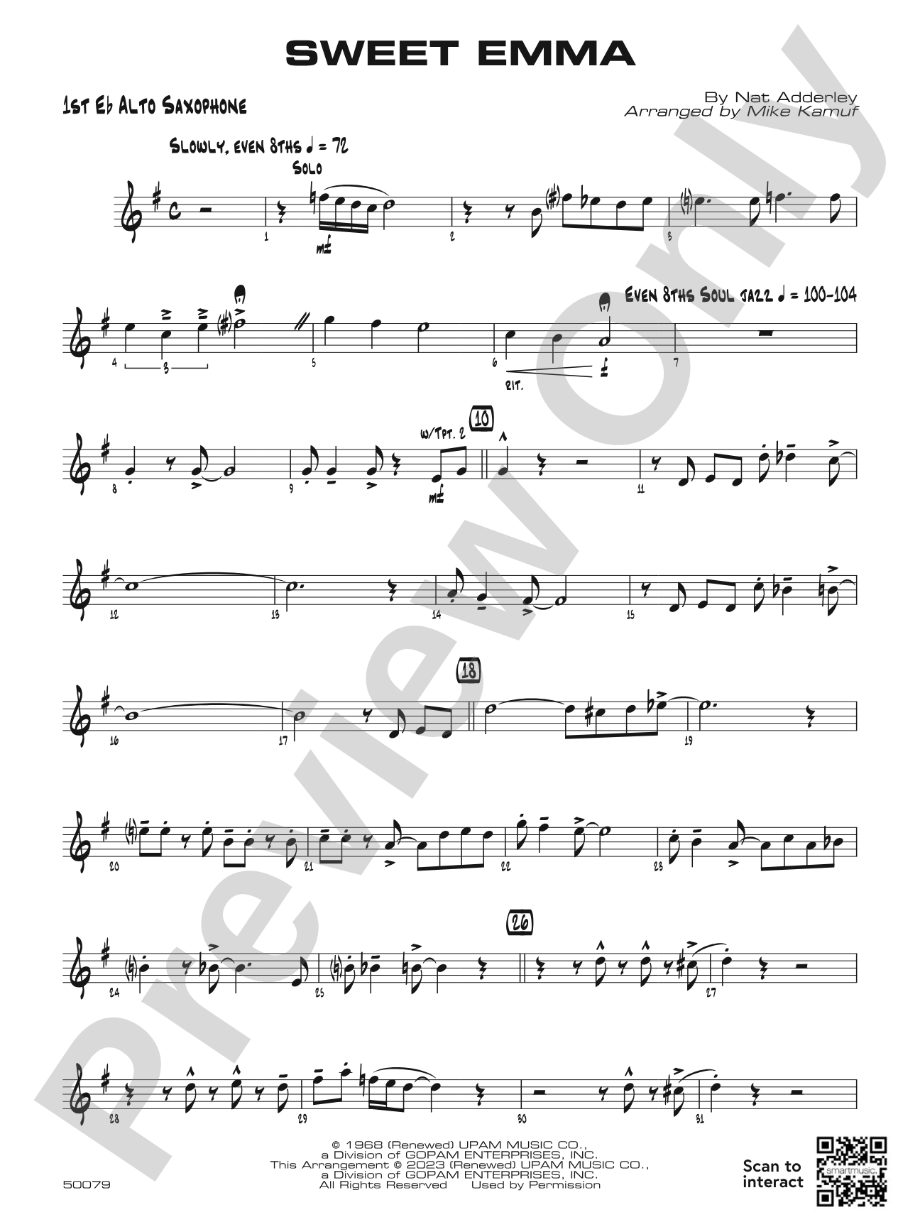 Sweet Emma: E-flat Alto Saxophone