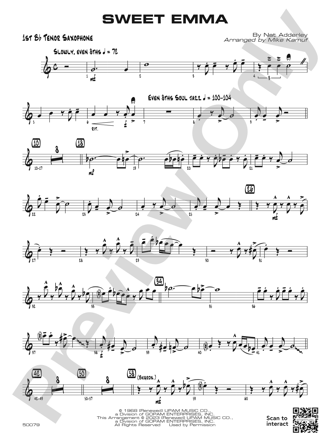 Sweet Emma: B-flat Tenor Saxophone
