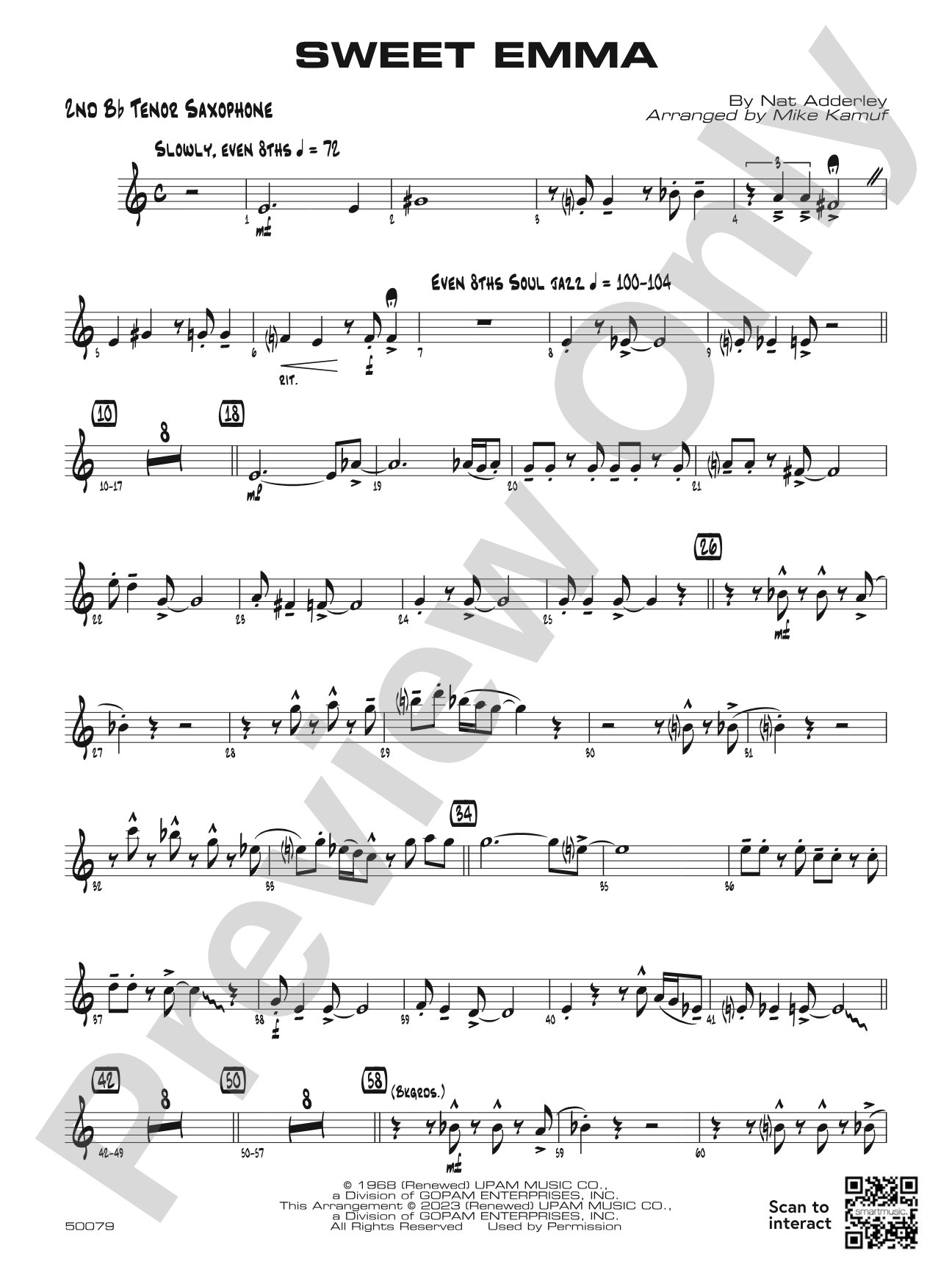Sweet Emma: 2nd B-flat Tenor Saxophone