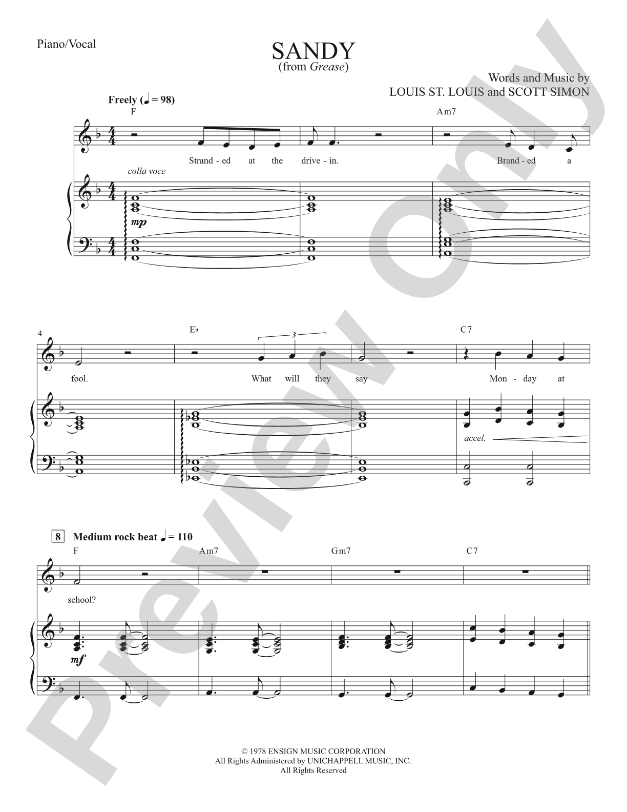 Sandy: Piano Accompaniment