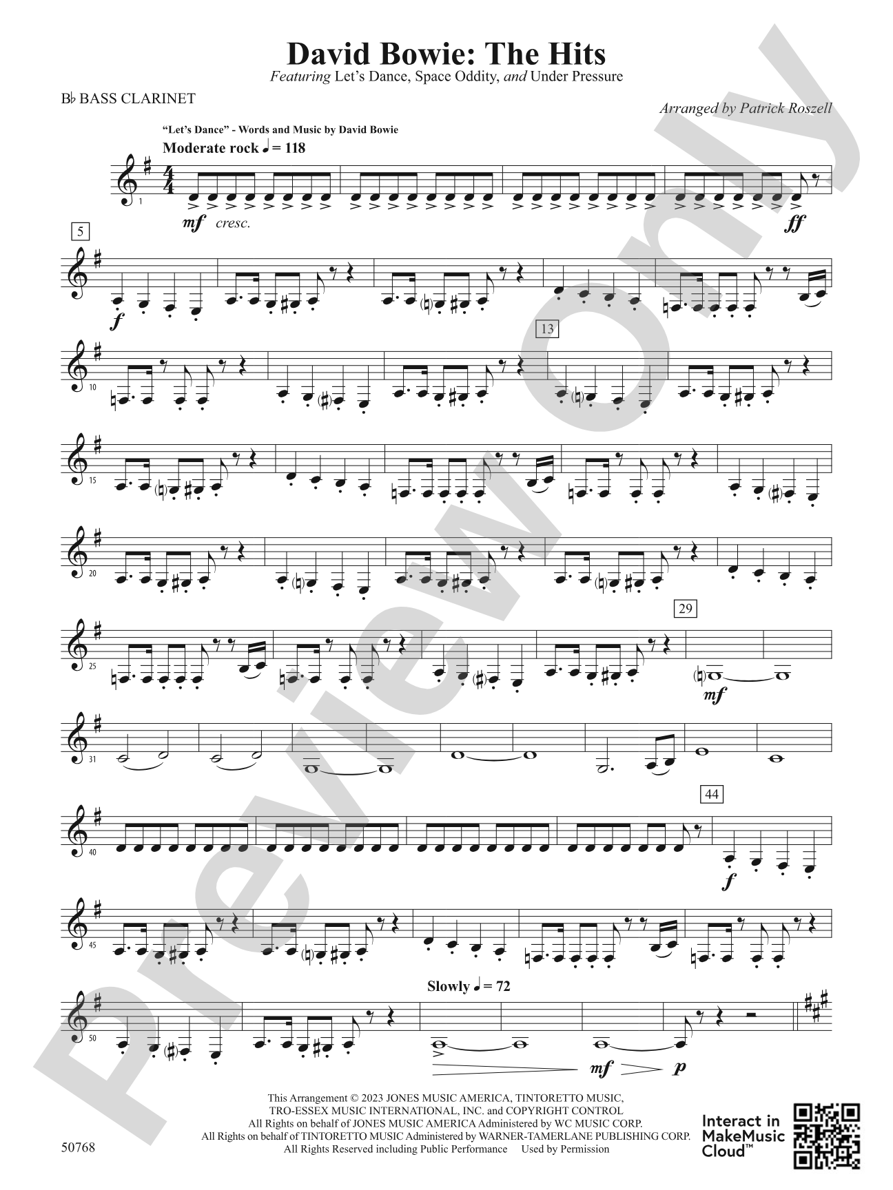 David Bowie: The Hits: B-flat Bass Clarinet