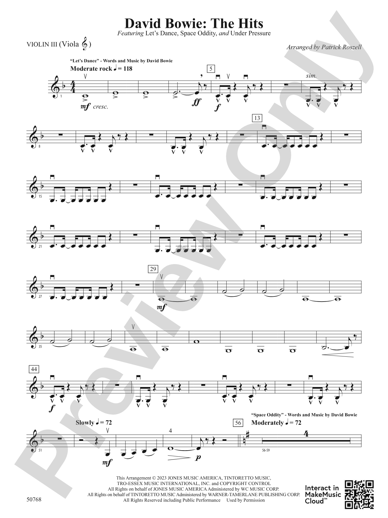 David Bowie: The Hits: 3rd Violin (Viola [TC])