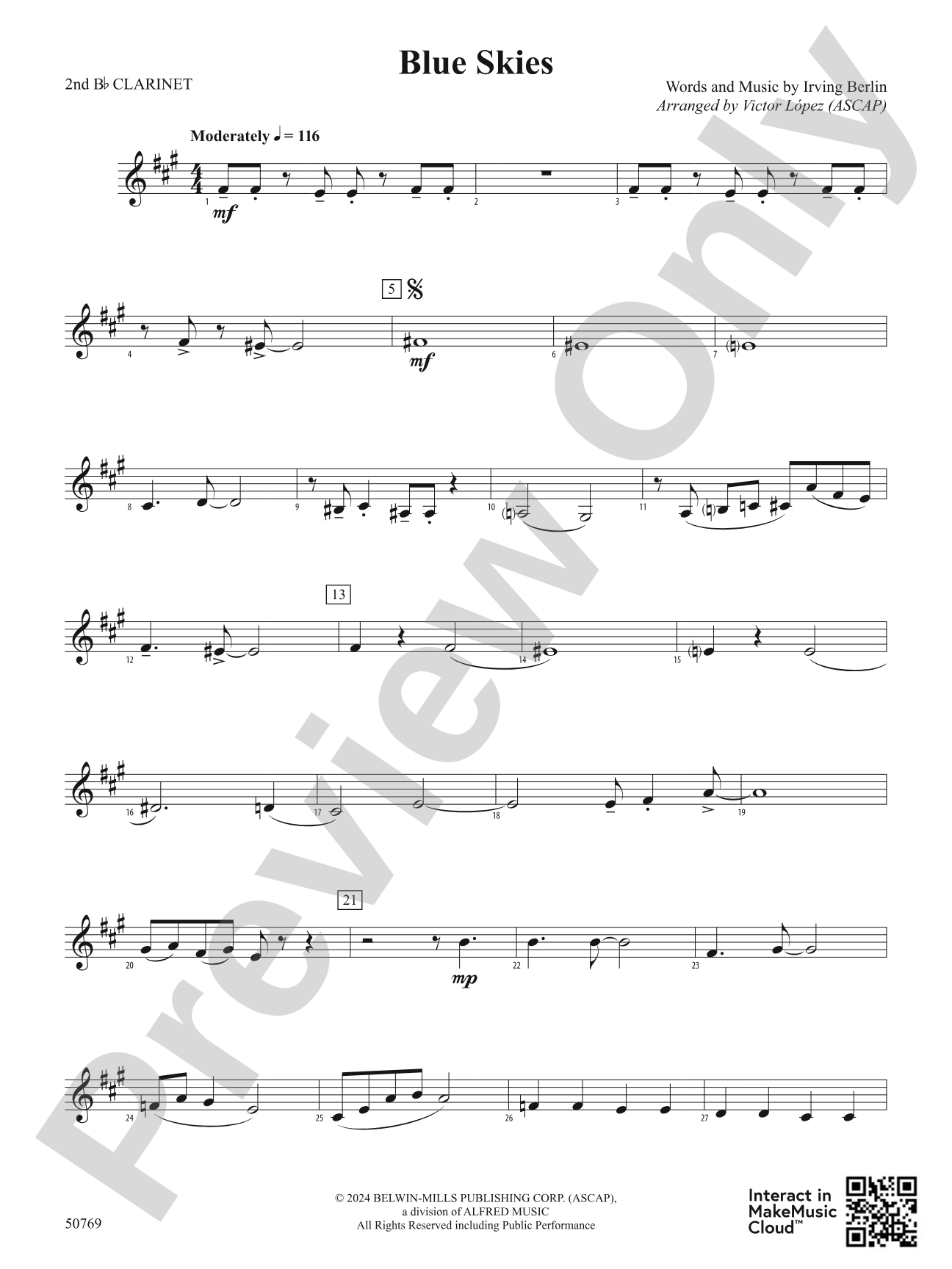 Blue Skies: 2nd B-flat Clarinet