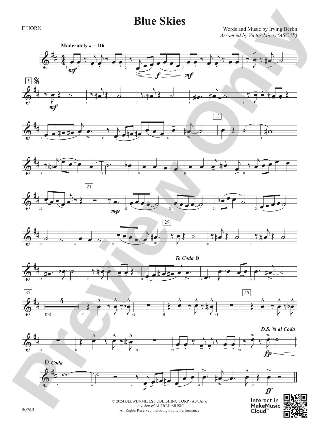 Blue Skies: 1st F Horn