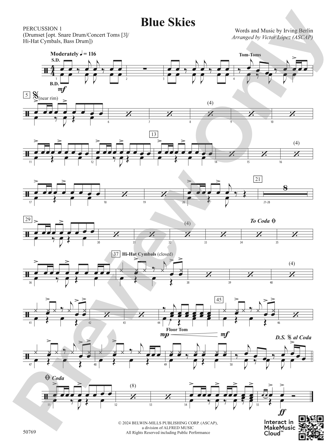 Blue Skies: 1st Percussion