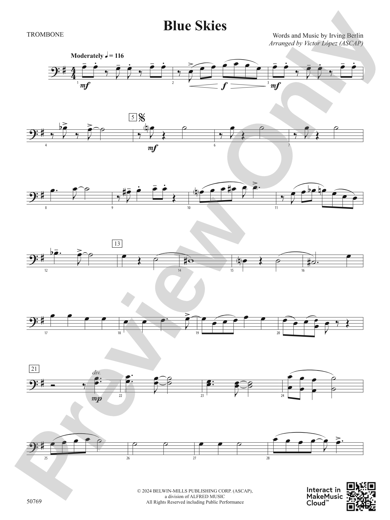 Blue Skies: 1st Trombone