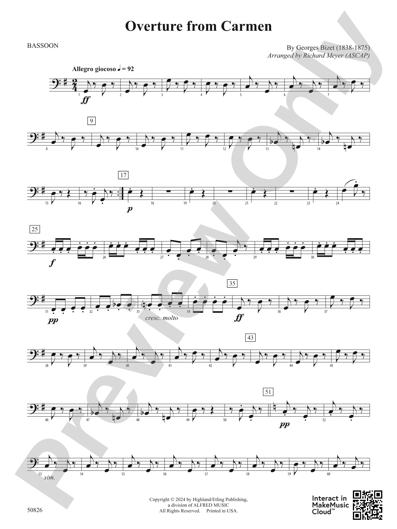 Overture from Carmen: Bassoon