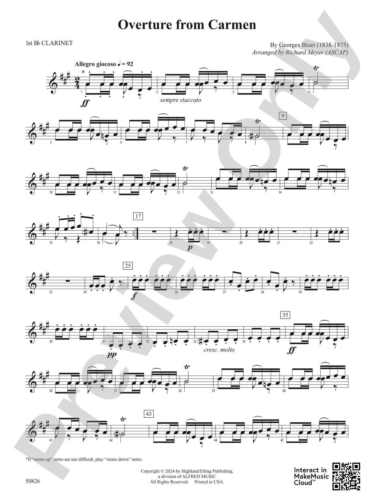 Overture from Carmen: 1st B-flat Clarinet