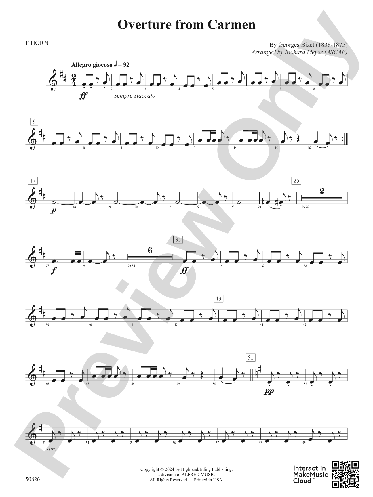 Overture from Carmen: 1st F Horn