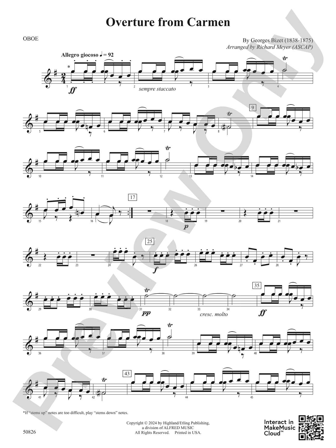 Overture from Carmen: Oboe