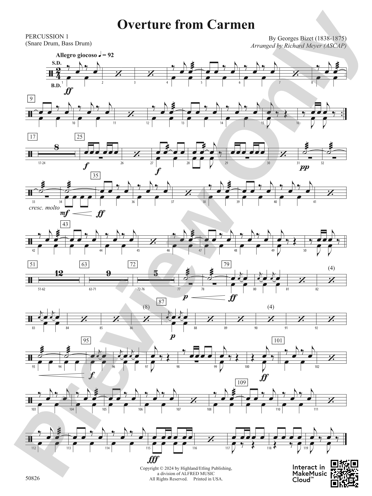 Overture from Carmen: 1st Percussion