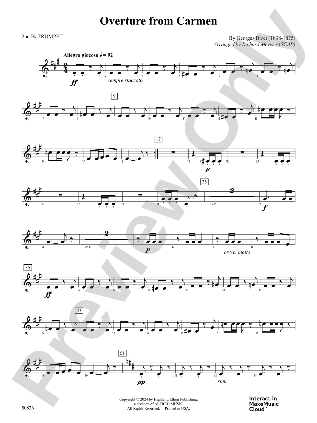 Overture from Carmen: 2nd B-flat Trumpet