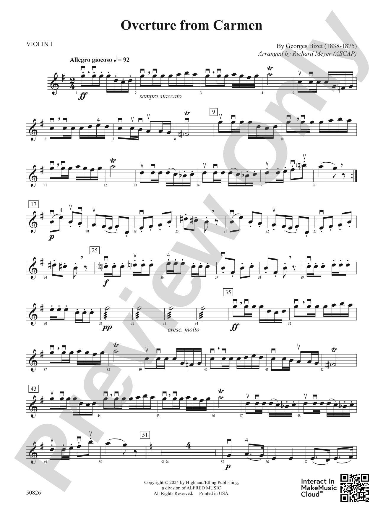 Overture from Carmen: 1st Violin