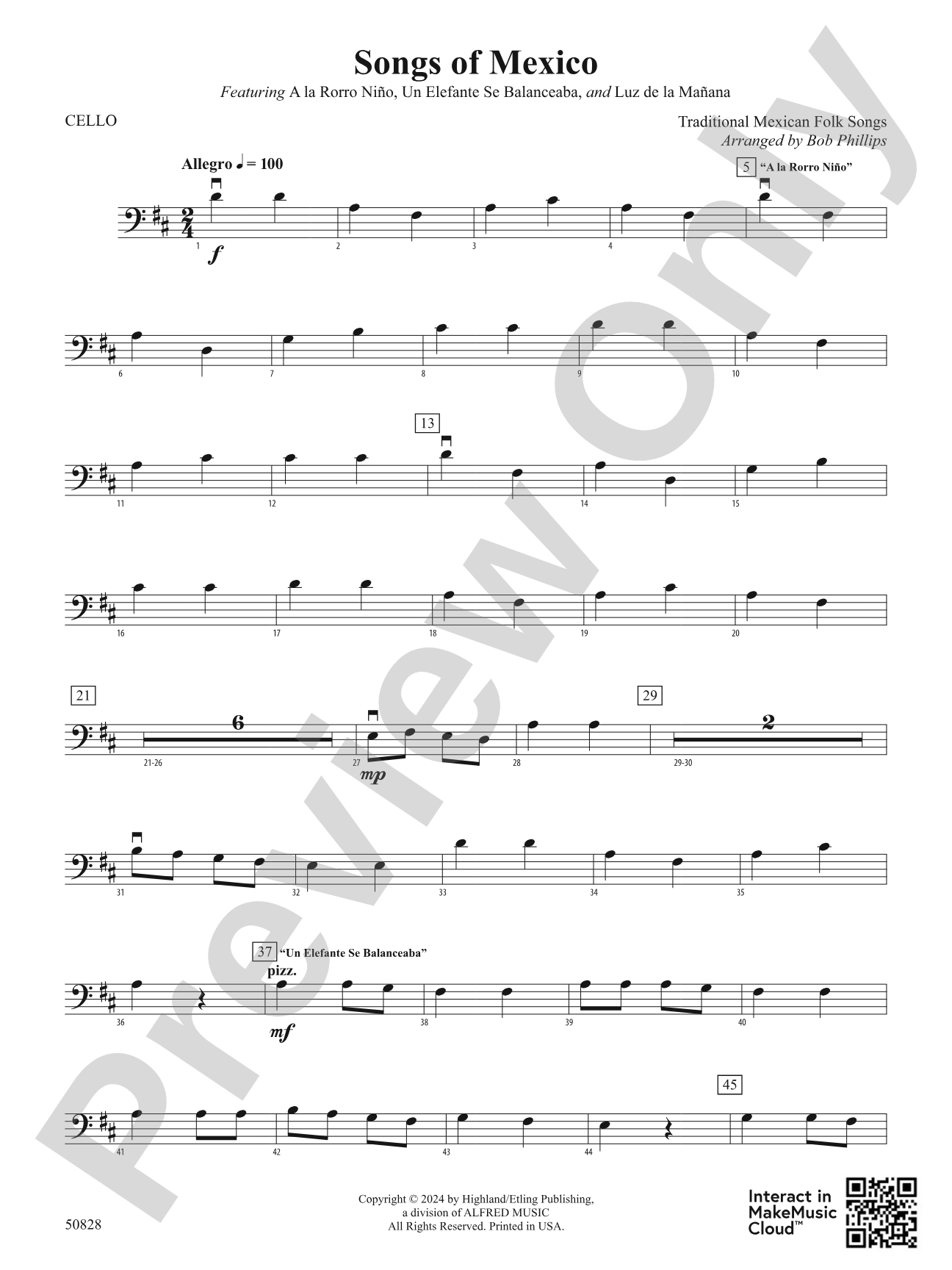 Songs of Mexico: Cello