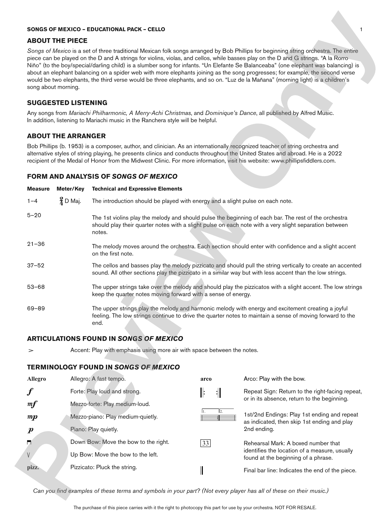 Songs of Mexico: Cello Educational Pack