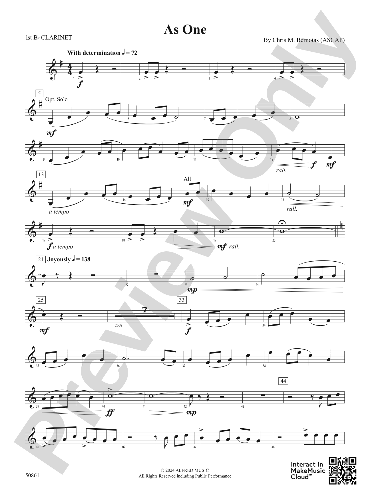 As One: 1st B-flat Clarinet
