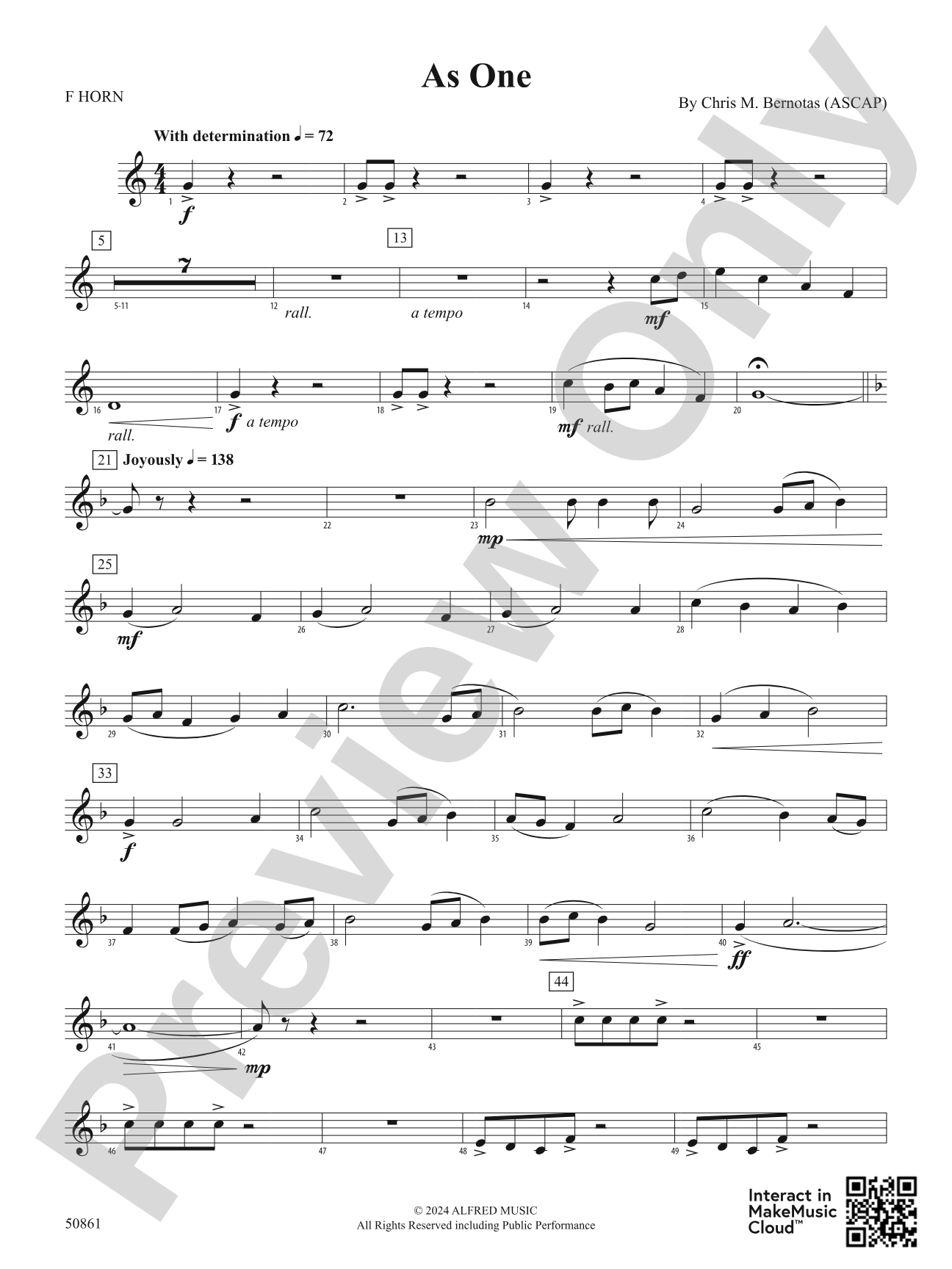 As One: 1st F Horn