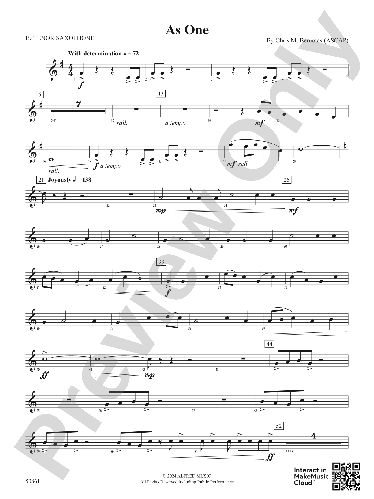 As One: B-flat Tenor Saxophone