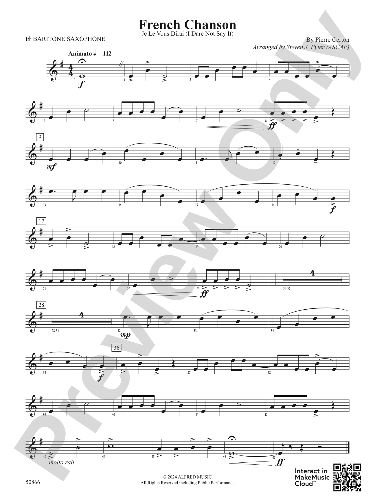 French Chanson: E-flat Baritone Saxophone