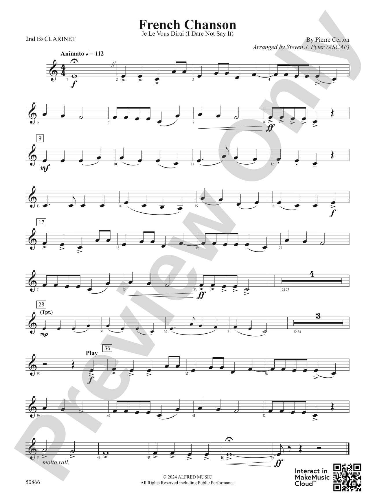 French Chanson: 2nd B-flat Clarinet