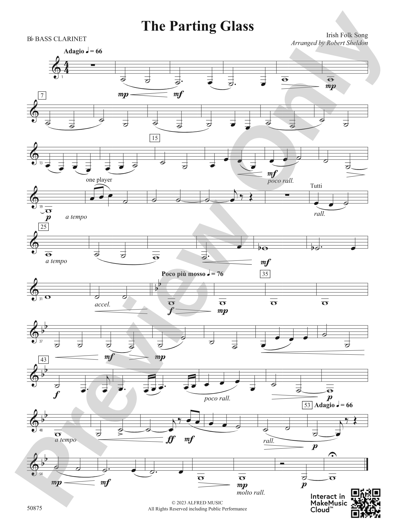 The Parting Glass: B-flat Bass Clarinet