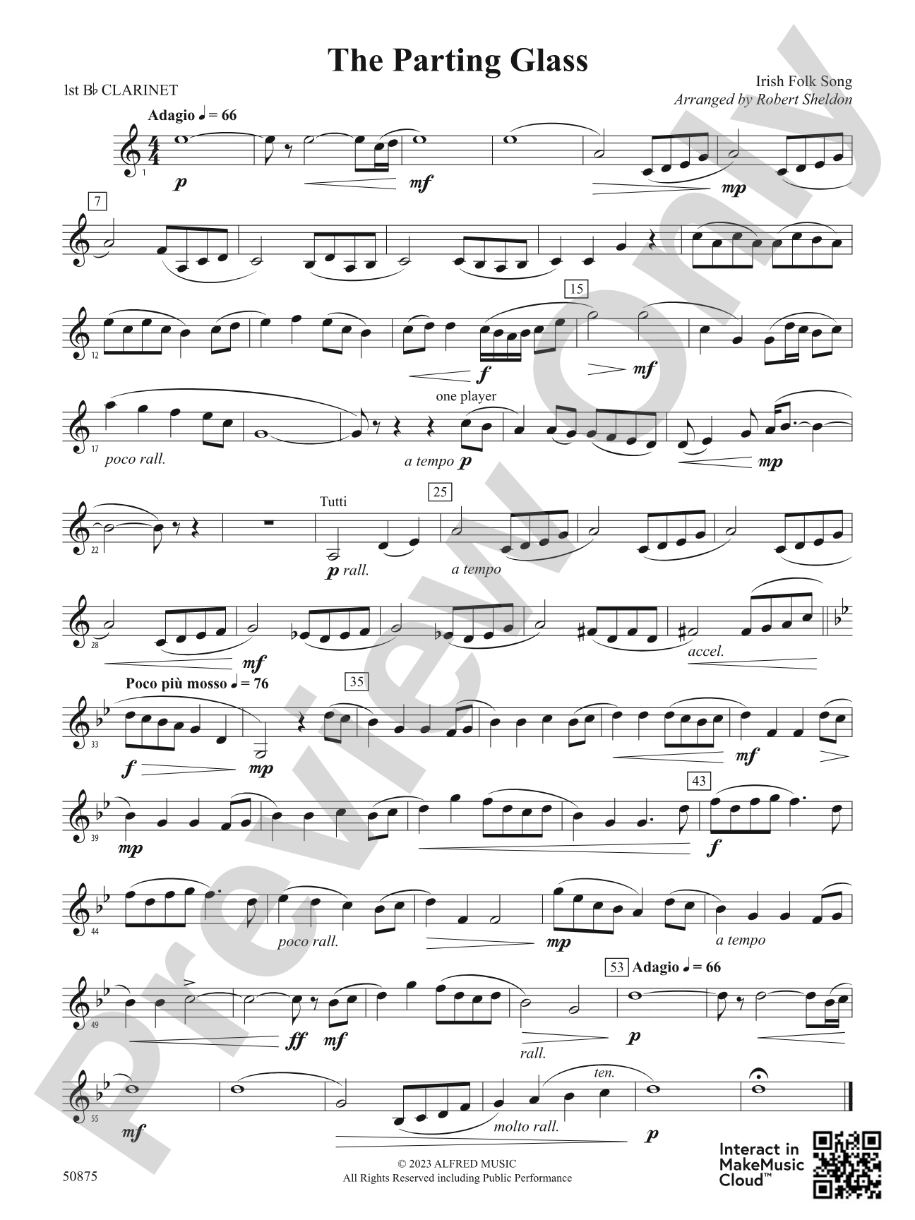 The Parting Glass: 1st B-flat Clarinet