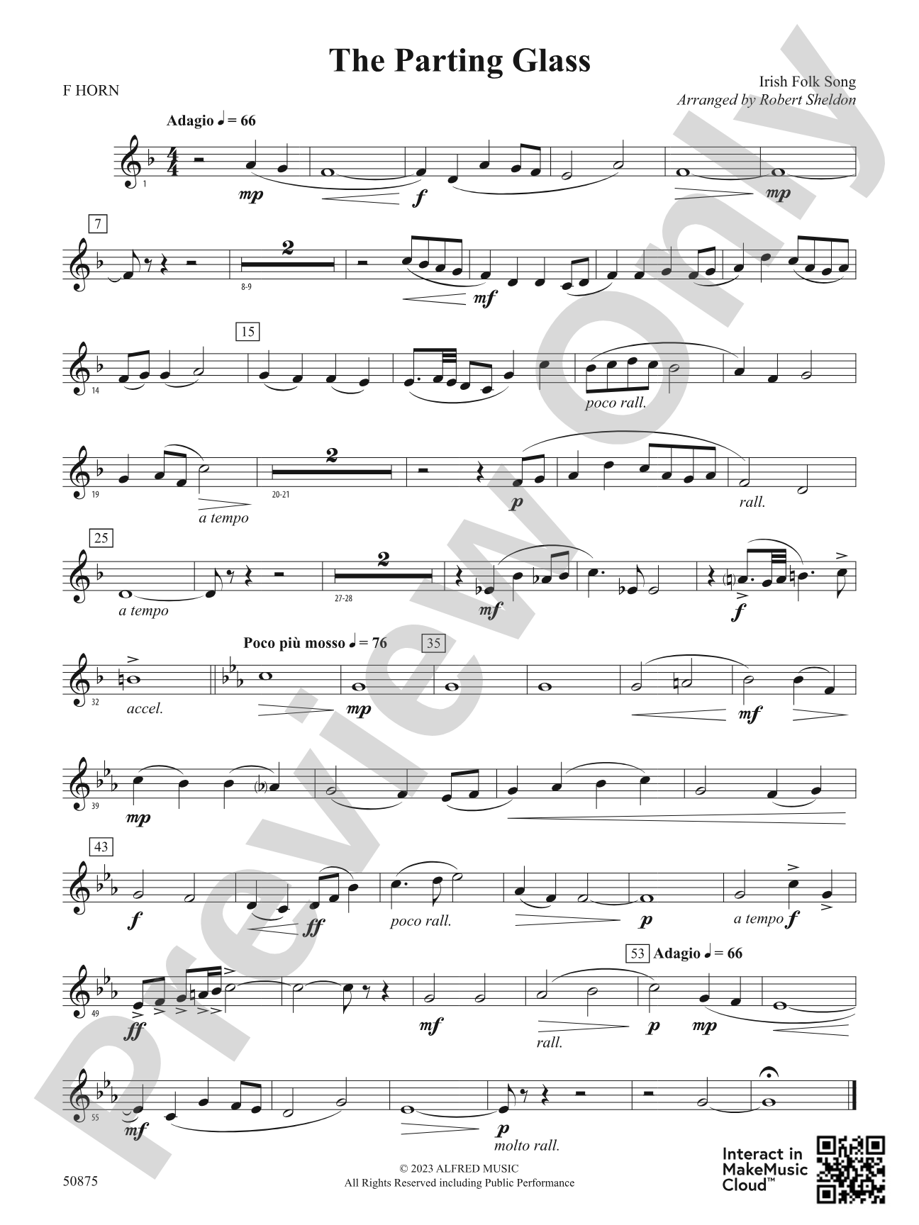 The Parting Glass: 1st F Horn