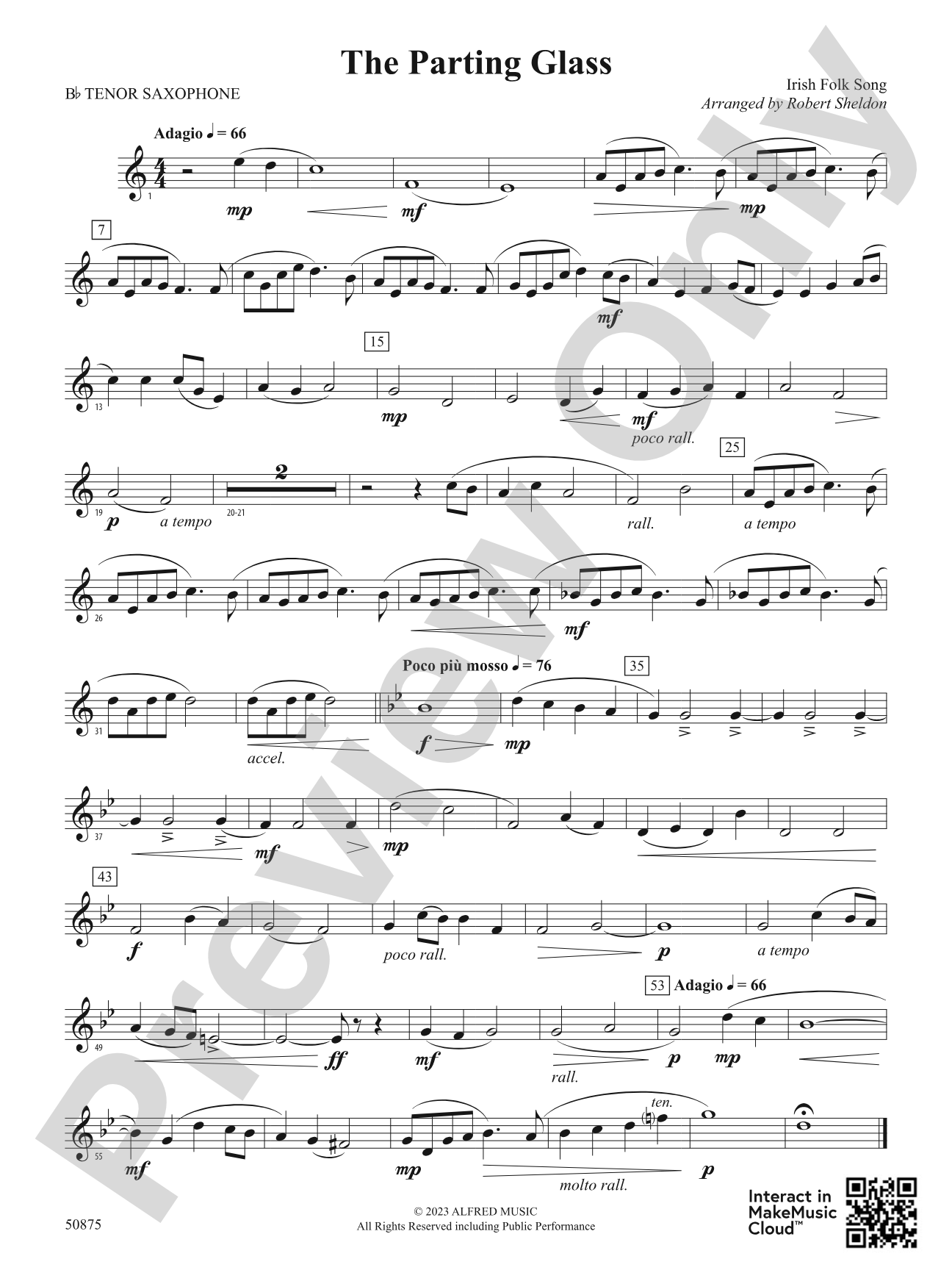 The Parting Glass: B-flat Tenor Saxophone