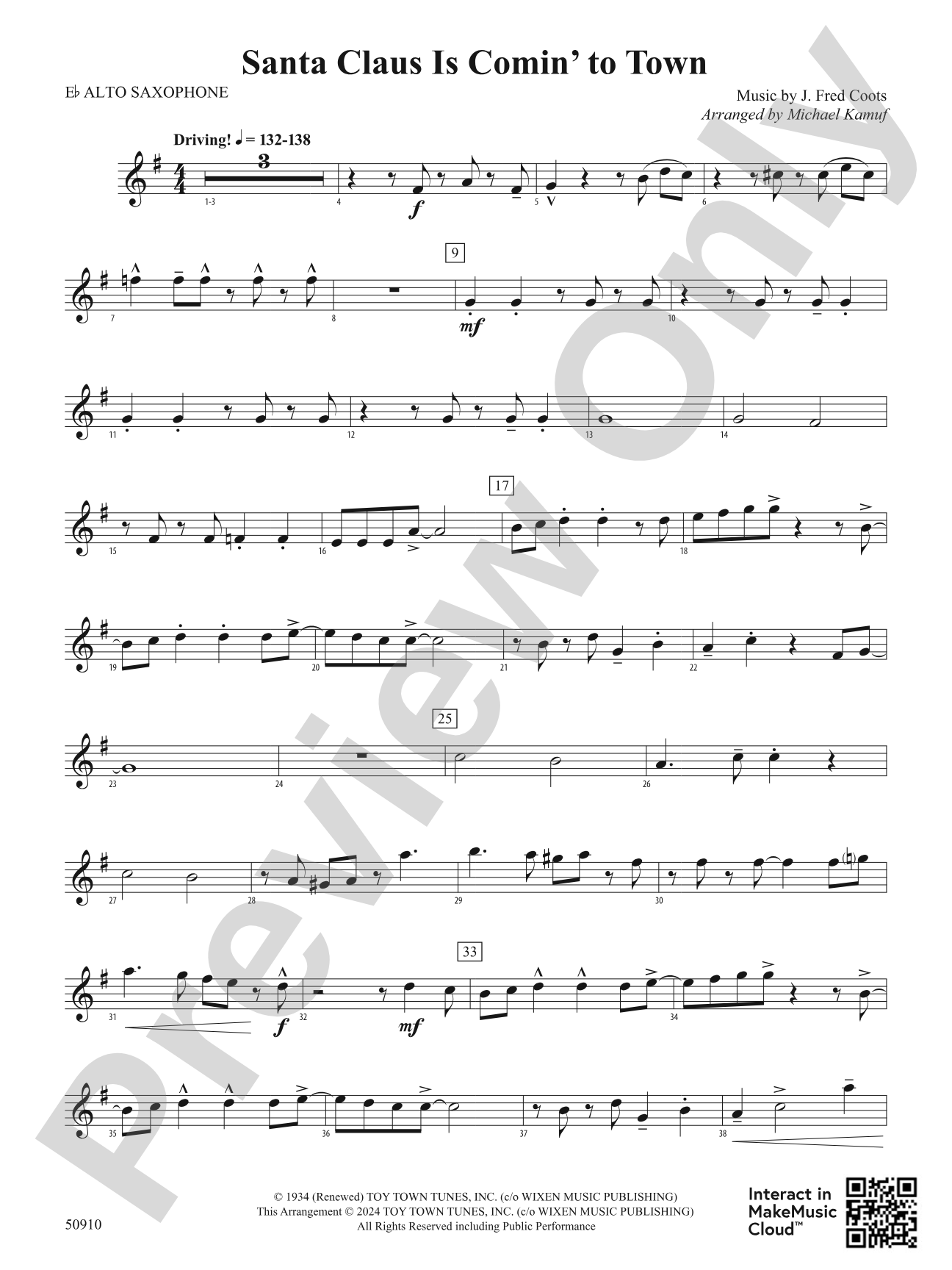 Santa Claus Is Comin' to Town: E-flat Alto Saxophone