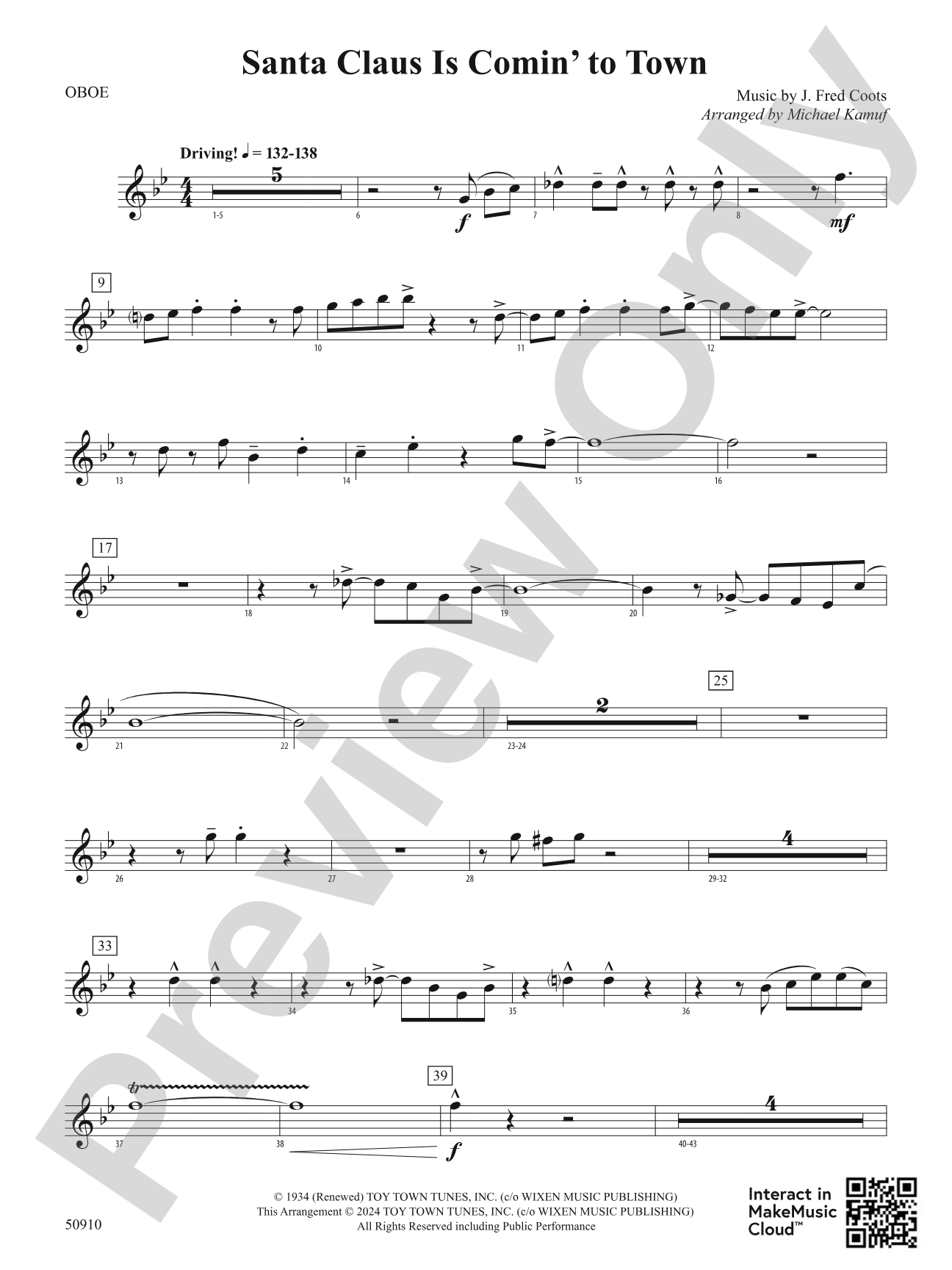 Santa Claus Is Comin' to Town: Oboe