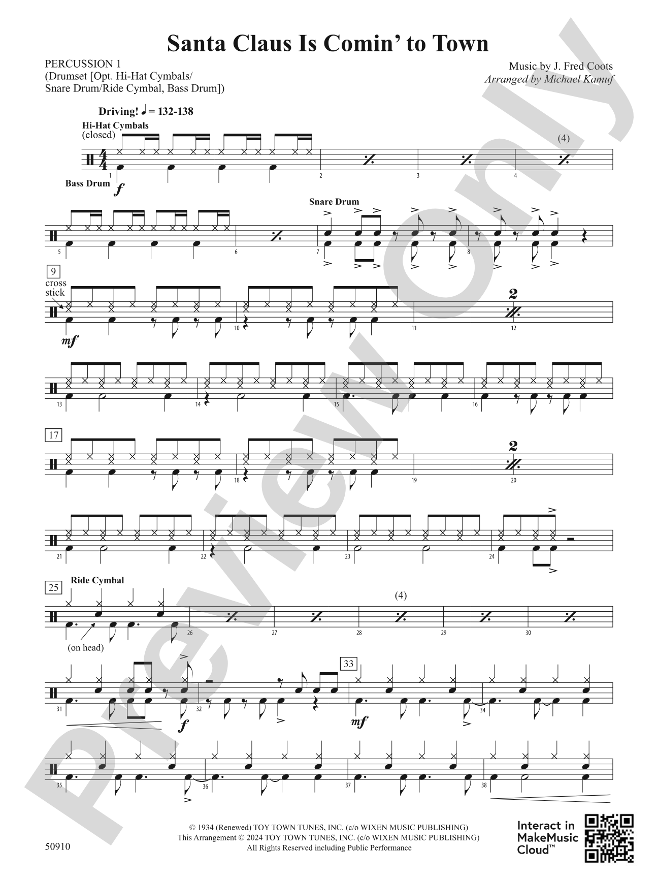 Santa Claus Is Comin' to Town: 1st Percussion