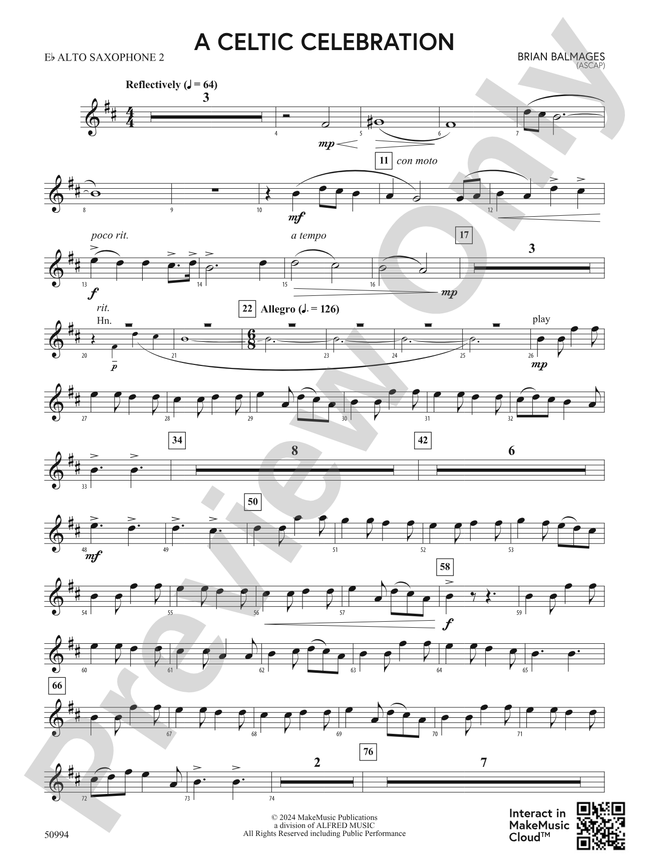 A Celtic Celebration: 2nd E-flat Alto Saxophone