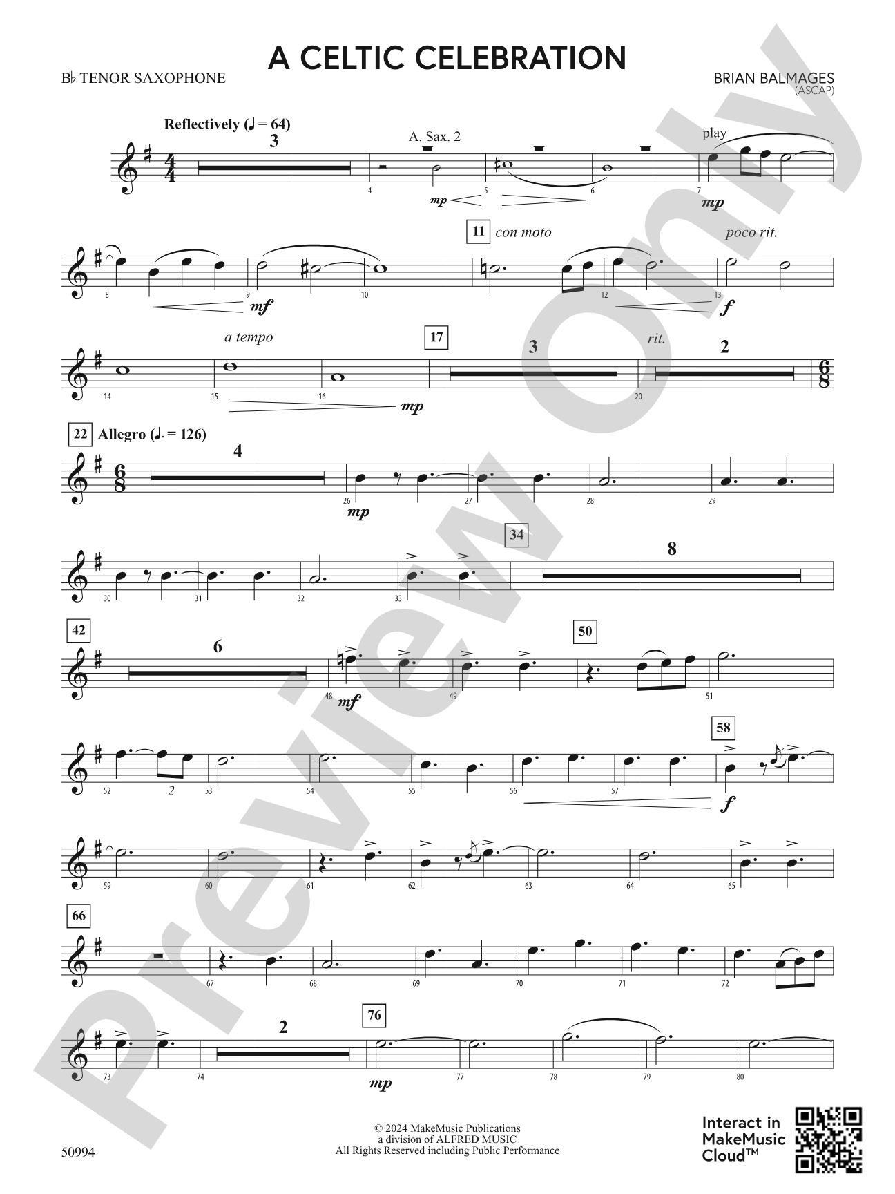 A Celtic Celebration: B-flat Tenor Saxophone