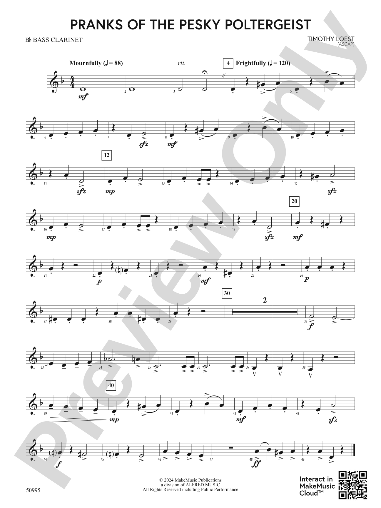 Pranks of the Pesky Poltergeist: B-flat Bass Clarinet