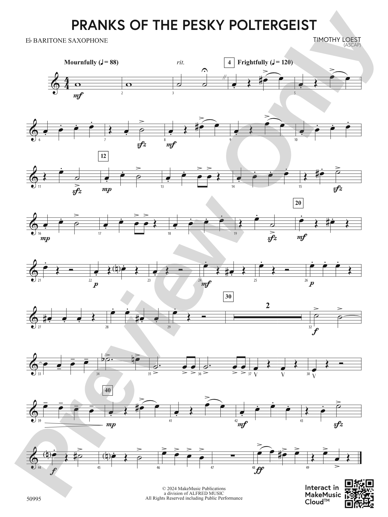 Pranks of the Pesky Poltergeist: E-flat Baritone Saxophone