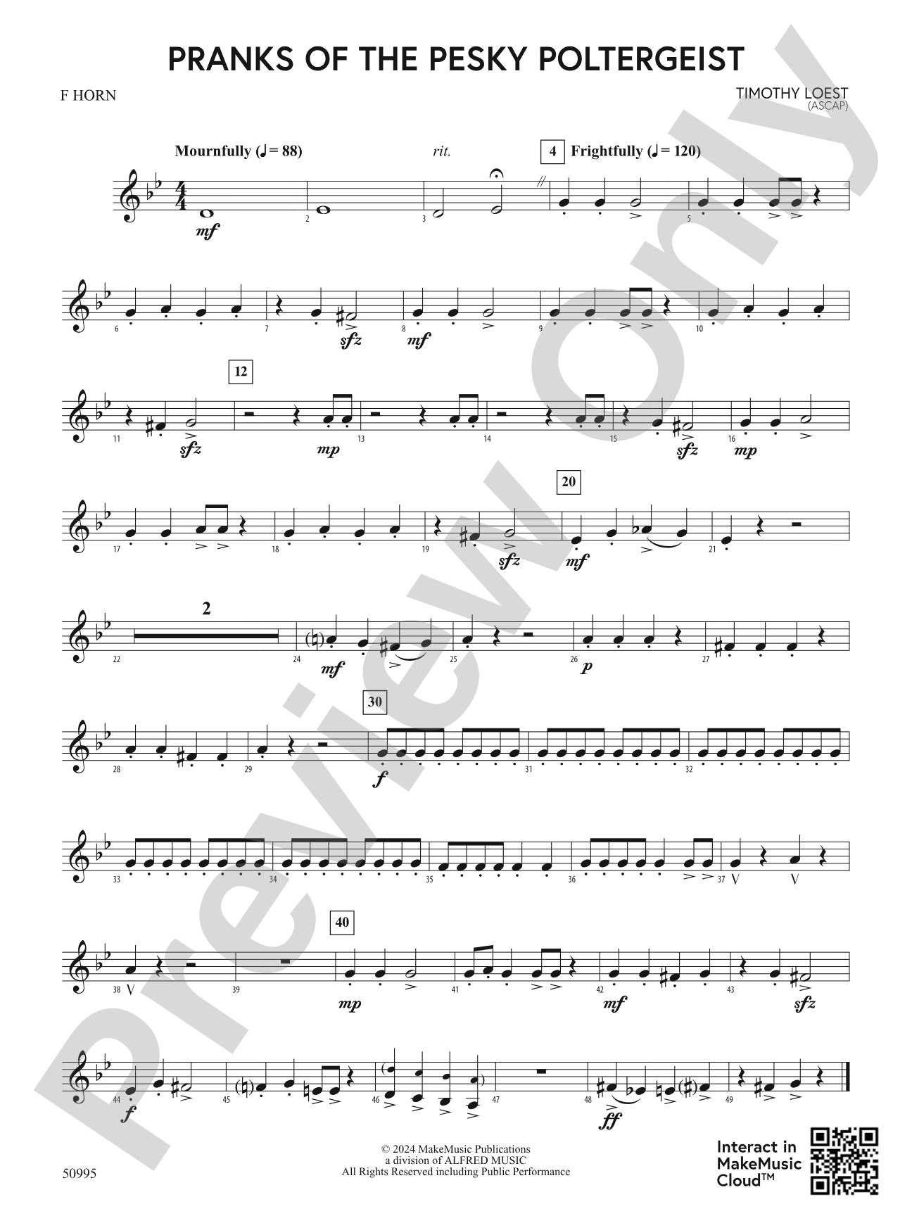 Pranks of the Pesky Poltergeist: 1st F Horn