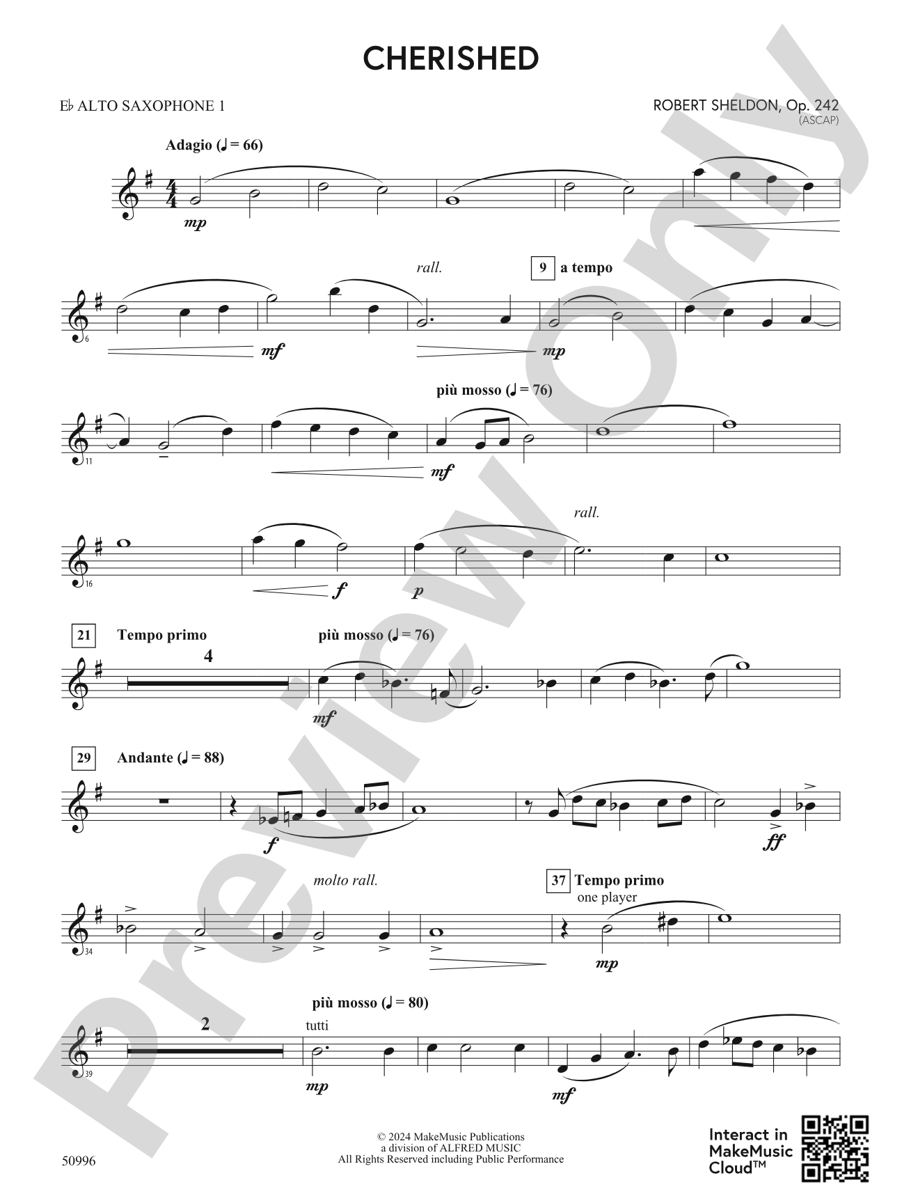 Cherished: E-flat Alto Saxophone
