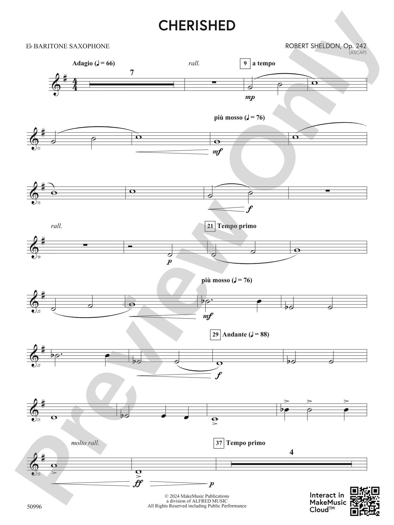 Cherished: E-flat Baritone Saxophone