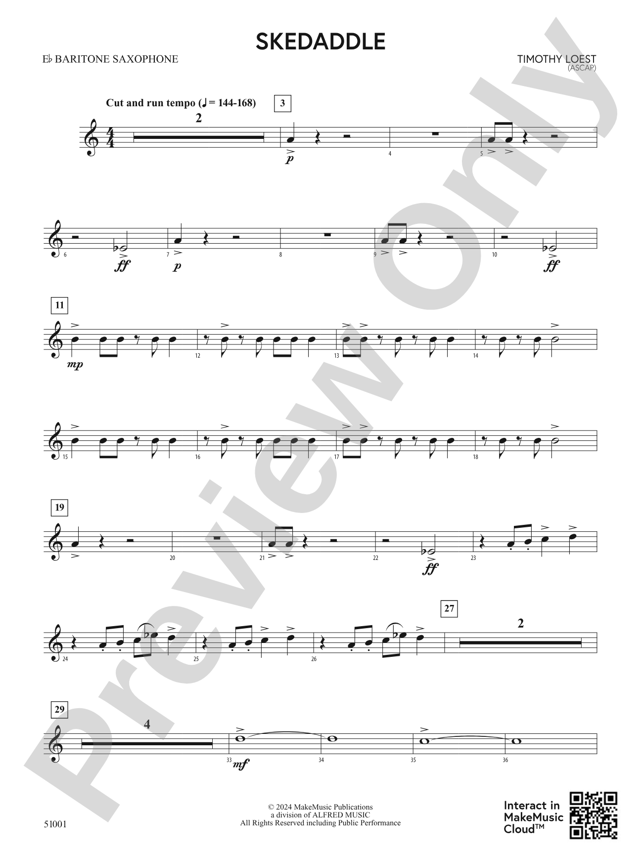 Skedaddle: E-flat Baritone Saxophone