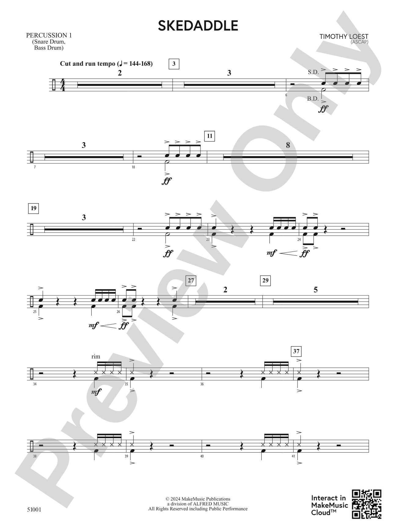 Skedaddle: 1st Percussion
