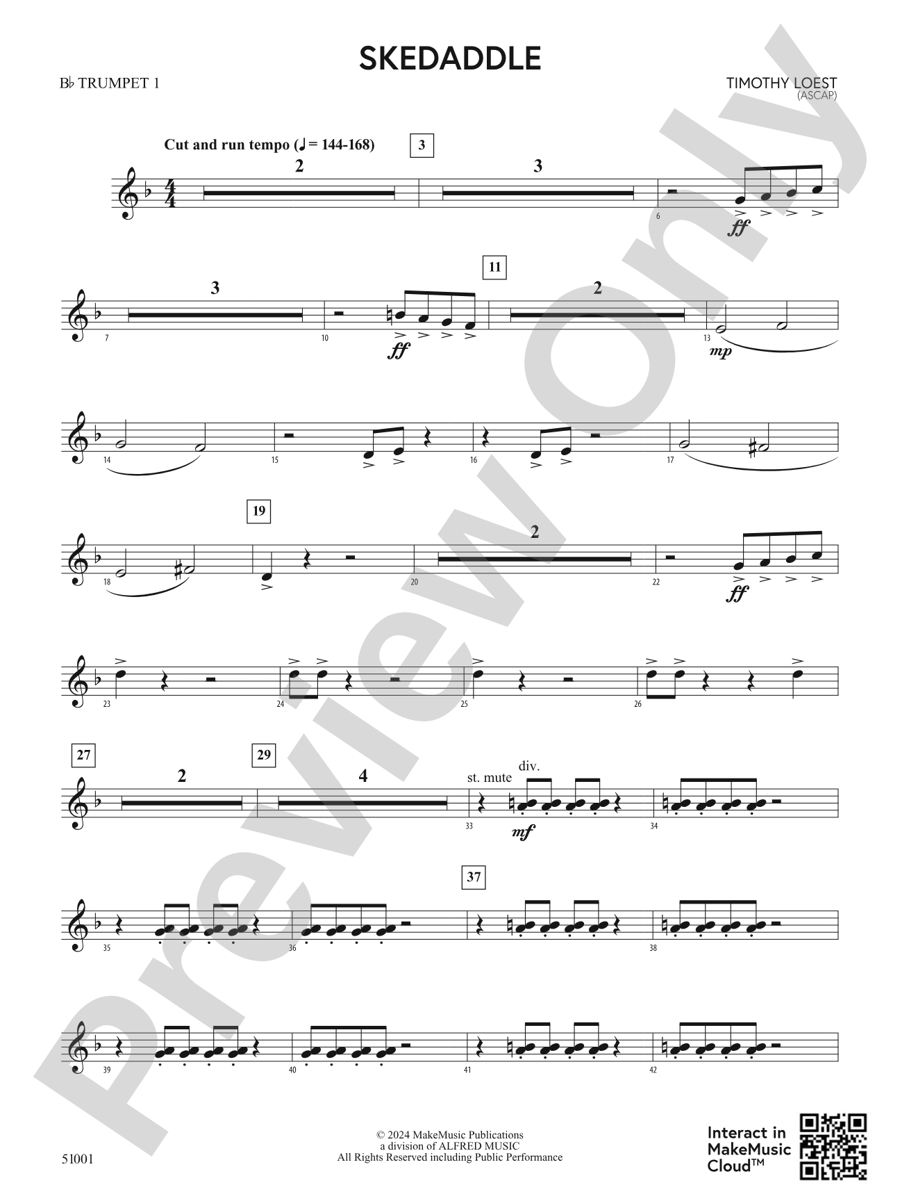 Skedaddle: 1st B-flat Trumpet