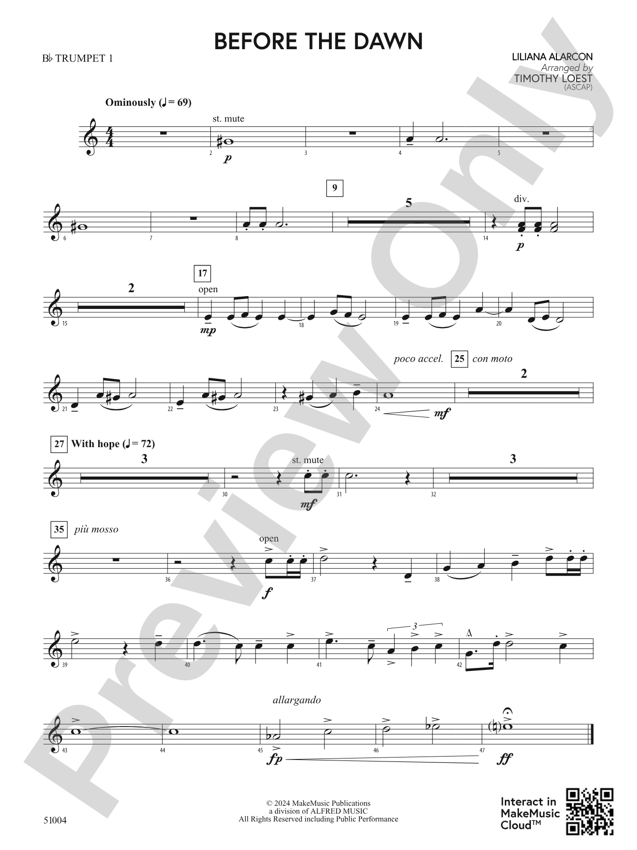 Before the Dawn: 1st B-flat Trumpet